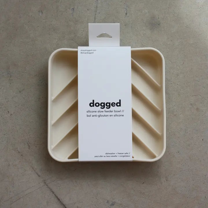 Dogged Buttercream slow feeder bowl Chevron