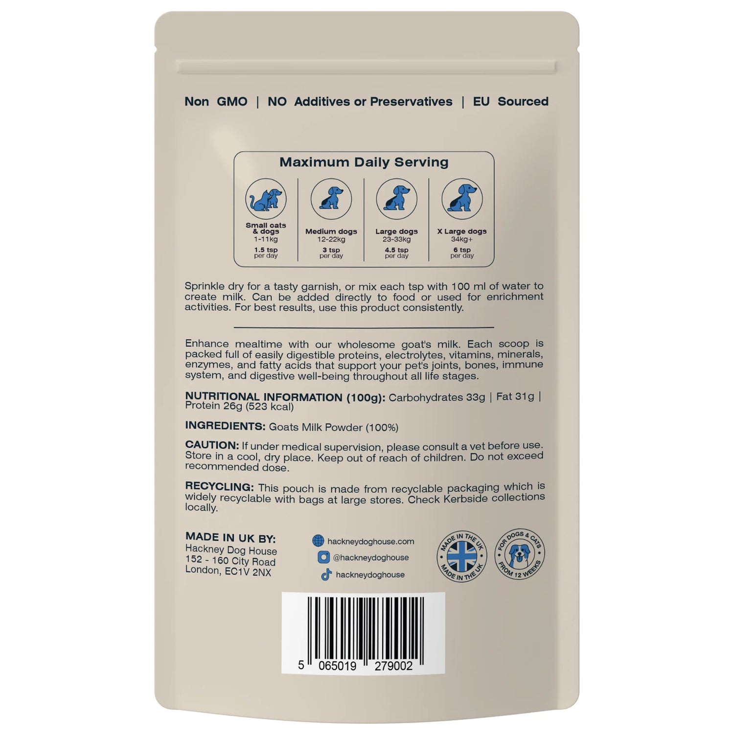 Hackney Dog House Whole Goats Milk - geitenmelkpoeder