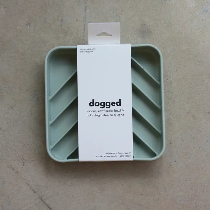 Dogged Seafoam slow feeder bowl Chevron